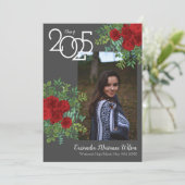 レッドローズグレー写真卒業発表 招待状 (スタンド正面)