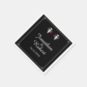 レッドローズゲイのナプキン結婚付き2つのタキシード スタンダードカクテルナプキン (角)