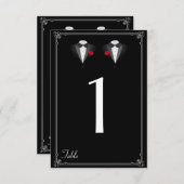 レッドローズゲイ結婚のテーブル番号 招待状 (正面/裏面)