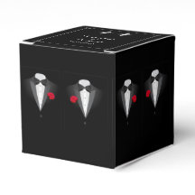 レッドローズゲイ結婚式の引き出物ボックス付き2つのTuxedo