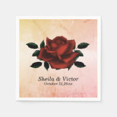 レッドローズゴシックの名前デイトピーチ結婚のナプキン スタンダードカクテルナプキン (正面)