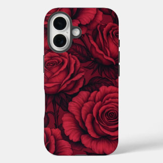 レッドローズゴシックフラワーパターンiPhone 16ケース iPhone 16ケース