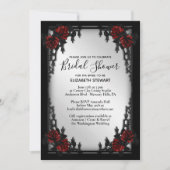 レッドローズゴシックブライダルシャワー鉄門 招待状 (正面)