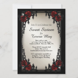 レッドローズゴシックSweet sixteen鉄門金ゴールド 招待状