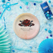 レッドローズゴシッ結婚クの名前とデイトピーチ ペーパープレート (パーティー)