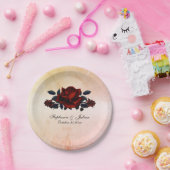 レッドローズゴシッ結婚クの名前とデイトピーチ ペーパープレート (パーティー)