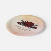 レッドローズゴシッ結婚クの名前とデイトピーチ ペーパープレート (アングル)