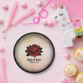 レッドローズゴシッ結婚クの名前とデイトピーチ ペーパープレート (パーティー)