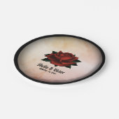 レッドローズゴシッ結婚クの名前とデイトピーチ ペーパープレート (アングル)