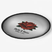 レッドローズゴシッ結婚クの名前と日付紙プレート ペーパープレート (アングル)