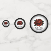 レッドローズゴシッ結婚クの名前と日付紙吹雪 コンフェッティ (正面)