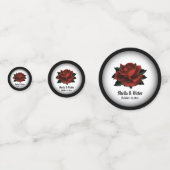 レッドローズゴシッ結婚クの名前と日付紙吹雪 コンフェッティ (裏面)