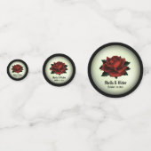 レッドローズゴシッ結婚クの名前と日付緑 コンフェッティ (裏面)