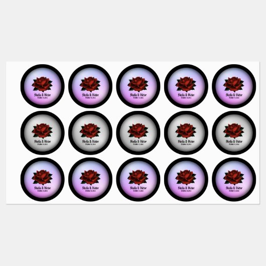 レッドローズゴシッ結婚クの紫パーソナライズされた色 ラベル (シート)