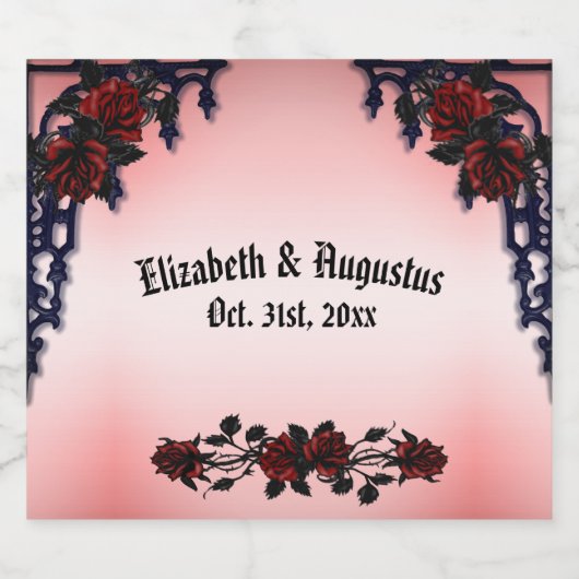 レッドローズゴシッ結婚クパーソナライズされたのWiきらめくWi スパークリングワインラベル (シングルラベル)