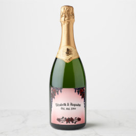 レッドローズゴシッ結婚クパーソナライズされたのWiきらめくWi スパークリングワインラベル
