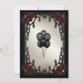 レッドローズゴシッ結婚クブライダルシャワーアンティーク金ゴールド 招待状 (裏面)