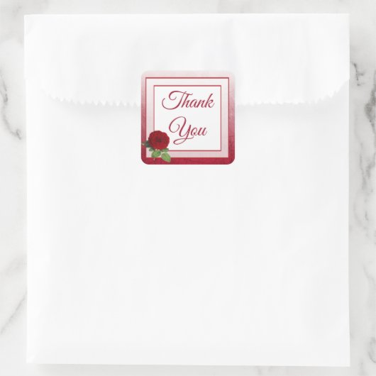 レッドローズサンキュー結婚式用シール スクエアシール (バッグ)