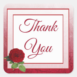 レッドローズサンキュー結婚式用シール スクエアシール