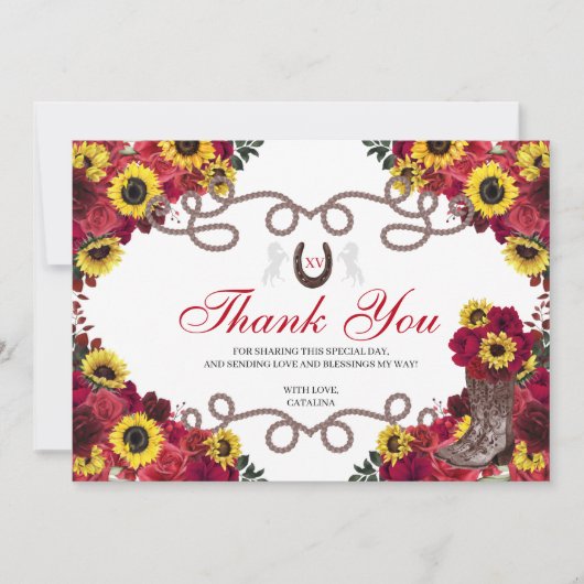 レッドローズサンフラワーズチャロキンセアニェラサンキュー サンキューカード (正面)