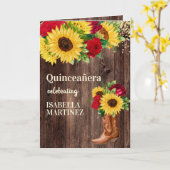 レッドローズサンフラワーズ女性のカーボーイブーツキンセアニェラ カード (黄色い花)