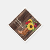 レッドローズサンフラワーズ女性のカーボーイブーツキンセアニェラ スタンダードカクテルナプキン (角)