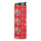 レッドローズシャビーシックバラパターンフローライニシャル タンブラー (回転左)