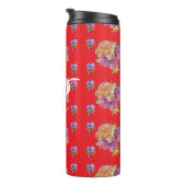 レッドローズシャビーシックバラパターンフローライニシャル タンブラー (回転右)