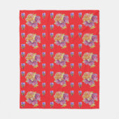 レッドローズシャビーシックバラパターンフローラ花 フリースブランケット (正面)