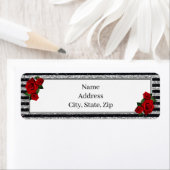 レッドローズシルバーブラックストライプアドレス ラベル (インサイチュ)
