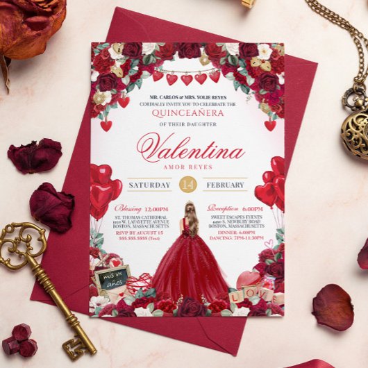 レッドローズスウィート15バレンタインキンセアニェラ 招待状