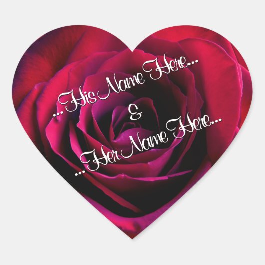 レッドローズスティッカーロマンチックバラ結婚式用シール ハートシール (正面)