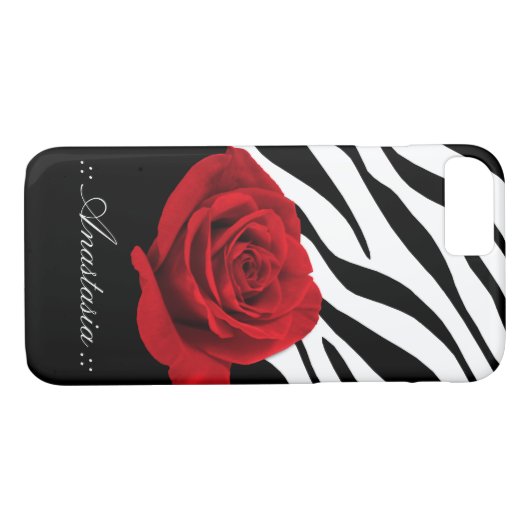 レッドローズゼブラパーソナライズされたプリントiPhone 7ケース Case-Mate iPhoneケース (裏面(横))