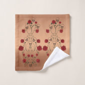 レッドローズタオル – スカル&バラ バスタオルセット (ウォッシュタオル)