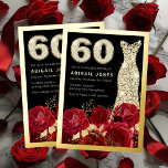 レッドローズダイヤモンドドレス60th誕生日ゴールデン 箔招待状<br><div class="desc">レッドローズダイヤモンドドレス60th誕生日ゴールデンフォイル招待状ニッチとネストストアで他の招待状を参照</div>