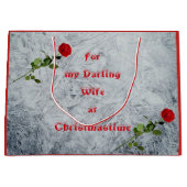 レッドローズダーリングワイフアットクリスマスデザイン ラージペーパーバッグ (正面)