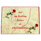 レッドローズダーリンフィアンスアットクリスマスデザイン ラージペーパーバッグ (正面)