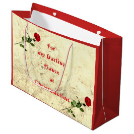レッドローズダーリンフィアンスアットクリスマスデザイン ラージペーパーバッグ