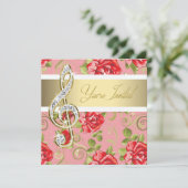 レッドローズトレブルクレフ、 音符記号リサイタル招待状 招待状 (スタンド正面)