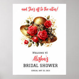 レッドローズハットダービーブライダルシャワーウェルカム ポスター