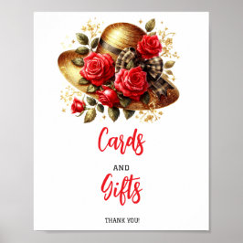 レッドローズハットダービーブライダルシャワーテーブルシンボルや象徴 ポスター