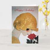 レッドローズハッピーバースデー カード (黄色い花)
