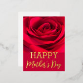 レッドローズハッピーマザーズデイ実在金ゴールド 箔シーズンポストカード (正面/裏面)