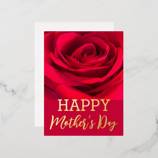 レッドローズハッピーマザーズデイ実在金ゴールド 箔シーズンポストカード (正面/裏面)