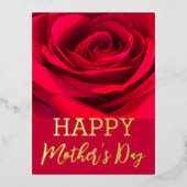 レッドローズハッピーマザーズデイ実在金ゴールド 箔シーズンポストカード (正面)