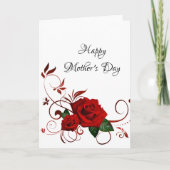 レッドローズハッピーマザーズデイ折り畳みグリーティングカード カード (正面)