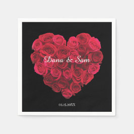 レッドローズハート婚約パーティバレンティンデー スタンダードカクテルナプキン