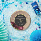 レッドローズハート50th結婚's Anniverssar ペーパープレート (パーティー)