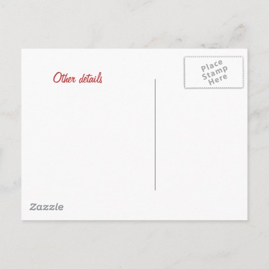 レッドローズバイクもしくは自転車に乗る人ウェディングカードと製品 案内ポストカード (裏面)