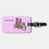 レッドローズバイクもしくは自転車に乗る人、オートバイウェディングカード製品 ラゲッジタグ (正面横)